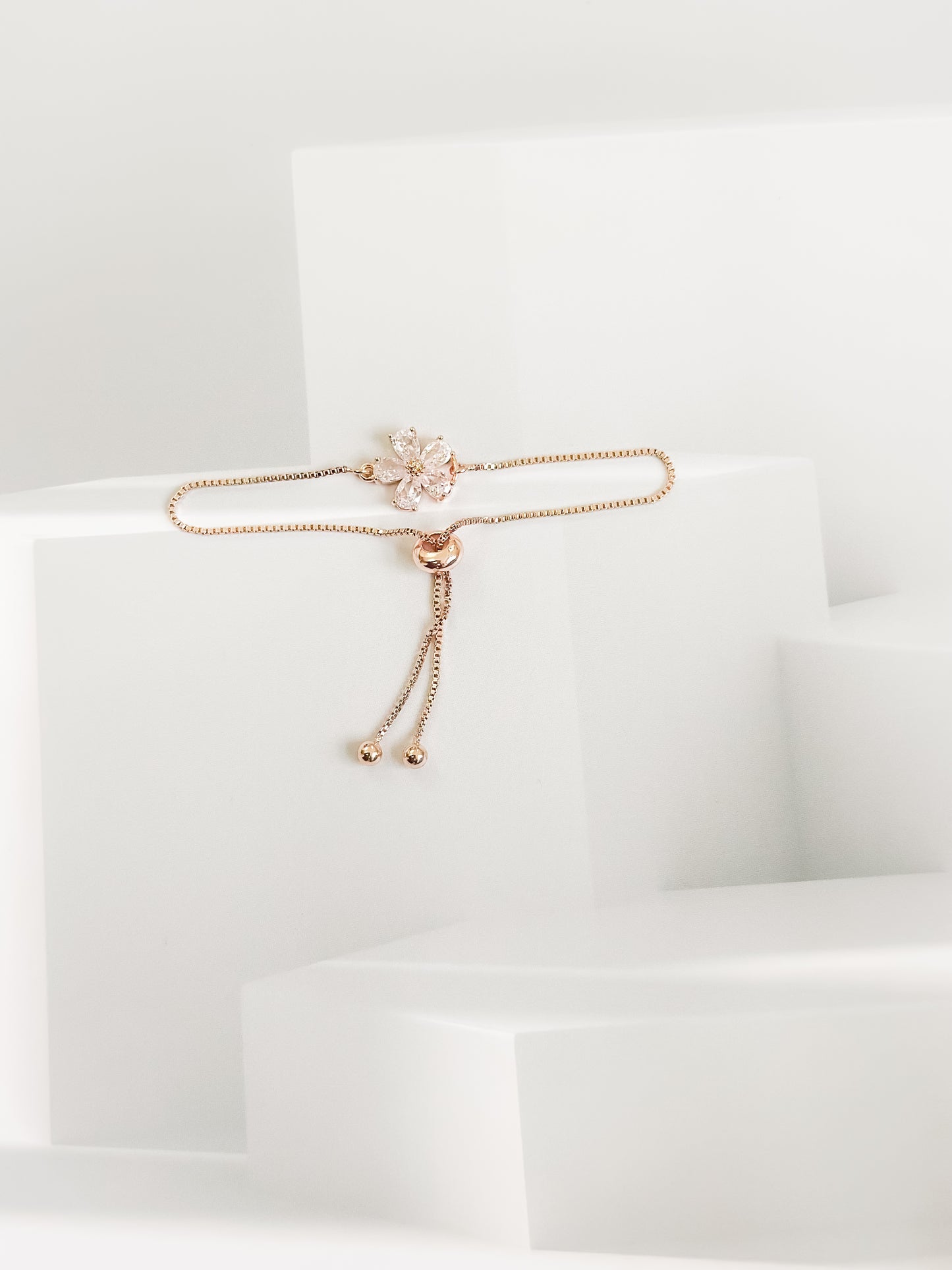 Tina Rose Gold Flower Diamond  Bracelet