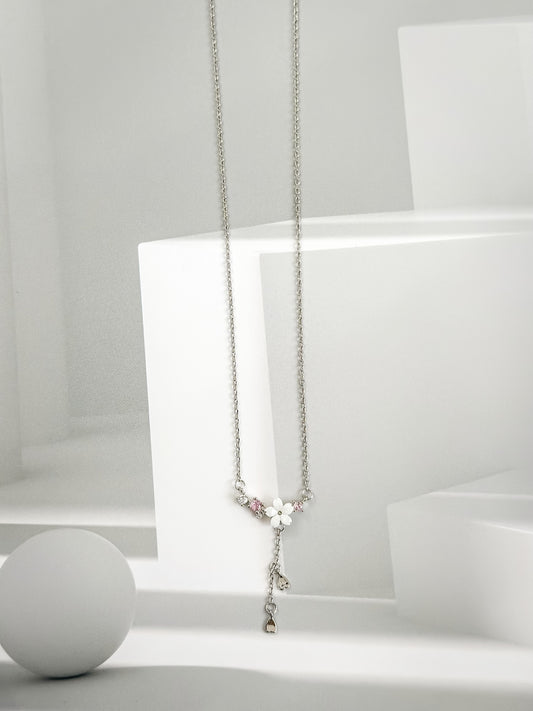 Lora Silver Diamond Blossom Necklace
