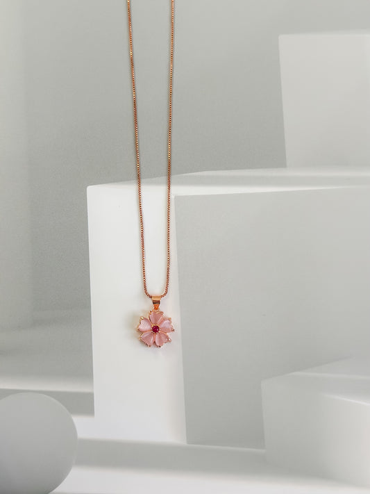 Anna S925 Sterling Silver Rose Gold Crystal Necklace