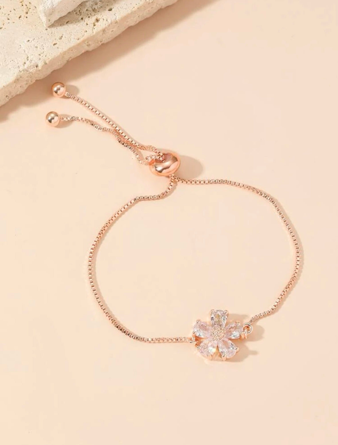 Tina Rose Gold Flower Diamond  Bracelet