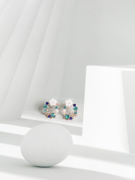 Blue Diamond Blossom Earrings