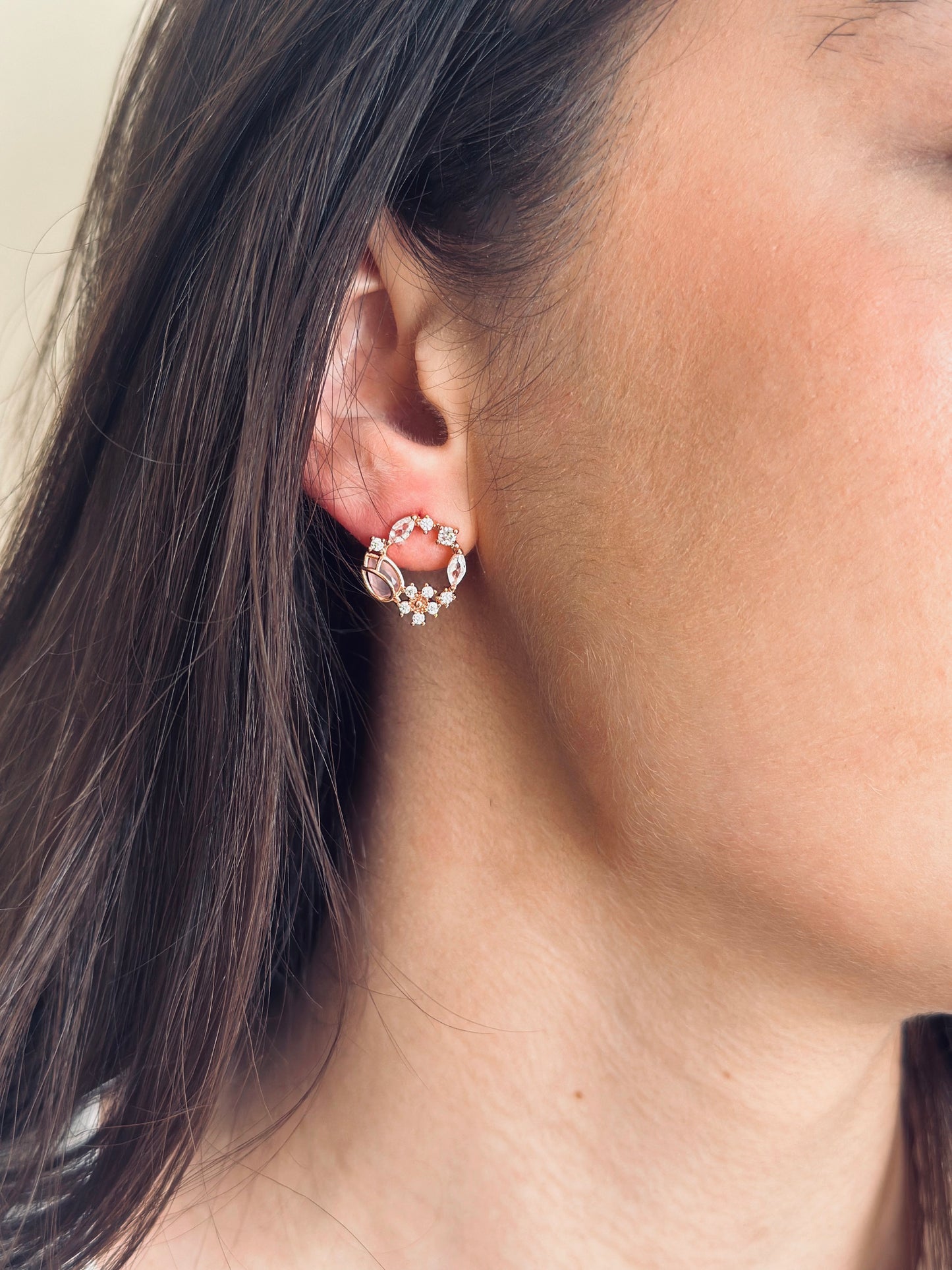 Tulip Diamond Earrings in Rose Gold